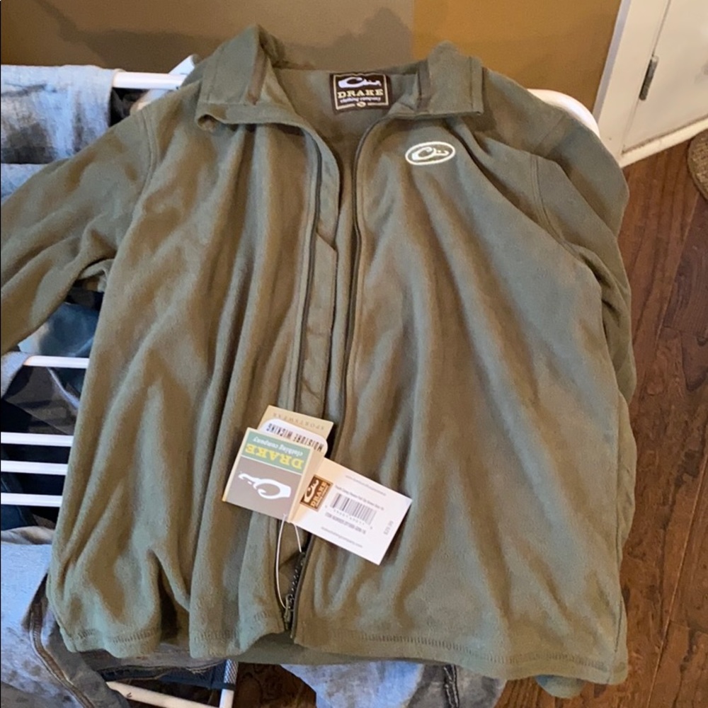 Boys 16 green fleece long sleeve zip up drake